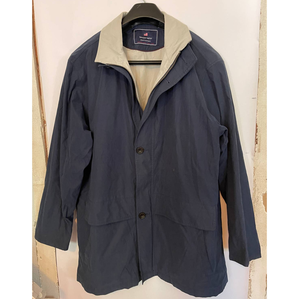 VTG NEWPORT HARBOR Unisex Large Blue Zip Snap Button Lined Windbreaker J…